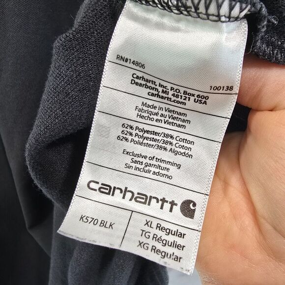 Carhartt Shirt Mens XL Black Polo Original Fit Cotton Button Short Sleeve - Picture 8 of 10